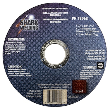 Shark Welding 13068 Shark 4.5-Inch by 045-Inch by 7/8-Inch Cut-Off Wheel, 46-Grit, 10-Pack