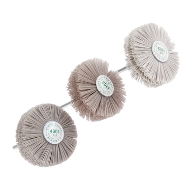 Mtsooning 3PCS Nylon Abrasive Wheel Brush Filament, 320# 400# 600# Grinding Head, Woodwork Polish Grinder with 6mm Threaded Shank for Removing of Rust, Corrosion, and Painting