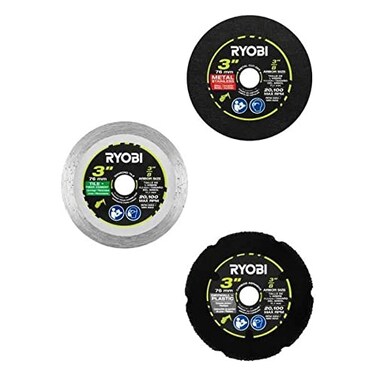 RYOBI 3 in. Multi-Material Cut-Off Wheel Set (3-Pack), Black