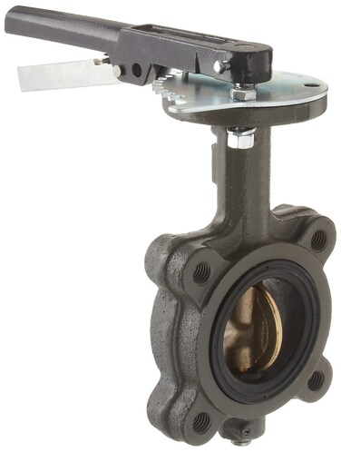Milwaukee Valve CL223E Series Cast Iron Butterfly Valve, Lug Style, Aluminum/Bronze Disc, EPDM Seat, Lever Handle, 6" Flanged