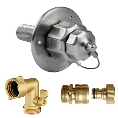 UILB PRO-RVER All Metal RV City Water Inlet with Check Valve, Marine Quality, 90degree Elbow, Quick Hose Connector, RV Inlet Replacement, RV Water Fill Inlet, for for RV Camper Motorhome Boat