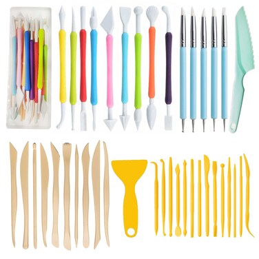 Langqun 41pcs Plastic Polymer Clay Art Tools Set for Kids Adults,Knives Pottery Tools,Ceramic Supplies for Engraving, Embossing, Shaping,Sculpting,Modeling