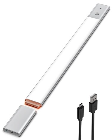 EZVALO Under Cabinet Lighting, Rechargeable 2200mAh Detachable Battery, 76 LED Dimmable Closet Lights, 3 Color Temps, Wireless Motion Sensor Light for Kitchen, Stairway, Wardrobe