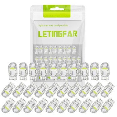 LETINGFAR 194 LED Light Bulb White 6000K Pack of 30, 168 2825 W5W T10 Wedge COB Bulbs Error Free for Car Dome Map Door Courtesy License Plate