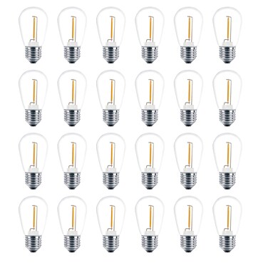 Meconard 24 Pack LED S14 Replacement Light Bulbs, Shatterproof Outdoor 1 Watt to Replace 11Watts String Incandescent Bulb, E26 Regular Medium Screw Base, 2200K Warm White, Non-Dimmable