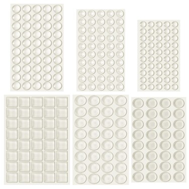 Outus 254 Pcs Clear Rubber Cabinet Door Bumper Adhesive Sound Dampening Rubber Feet Pad for Kitchen Furniture Cabinet Doors Drawers Glass Tops, 6 Sizes