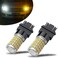 iBrightstar Super Bright 3157 4157 3155 3457 Switchback LED Bulbs with Projector Replacement for Daytime Running Lights/DRL and Turn Signal Lights, White/Amber