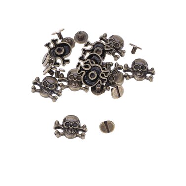 EXCEART 10pcs Rivets Ghost Studs Skull Head Studs Spikes Metal Screw Back Leather Punk Rivetsfor DIY Craft Leather Supplies Purse Clothes Skull Rivets Spike Decor Skull Rapid Rivets (Bronze)