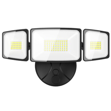 Onforu 60W Flood Lights Outdoor, 6000LM Brightness Security Lights Switch Controlled, 3 Adjustable Heads, IP65 Waterproof, 6500K Wall Mount Exterior LED Flood Light