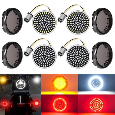 Benlari 1157 LED Turn Signals Front Rear 81 LED Lights Super Bright 1156 Bulbs Lens Kit 1986-2024 Compatible for Harley Davidson Touring Dyna Softail Sportster Street Glide Road Glide Iron 883