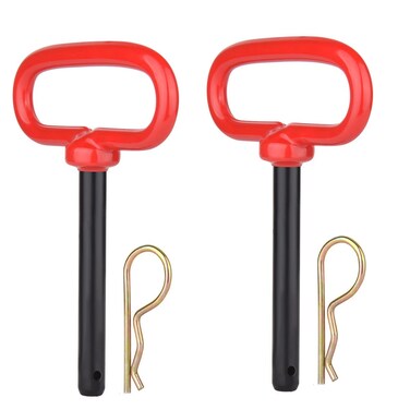 2 Pcs 3/8 inch Trailer Hitch Pin and Clip Tow Hitch Pin Red Handle Hitch Pin Accessories for Tractors,Clevis Pin 3/8 x 4 Inch