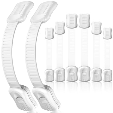 8-Pack Cabinet Locks Baby Proofing - Syican Child Proof Drawer Locks, Multi-Purpose for Drawers, Fridge, Toilet Seat, Trash Can, Ideal Stocking Stuffers, White