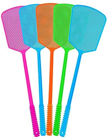 Fly Swatter,5 Pack Plastic Heavy Duty Manual Fly Killer, Long Handle Flyswatter, Large Bug Swatters That Work for Indoor and Outdoor