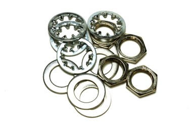 set of 4 Guitar nuts, washers &amp; lock washers for US CTS Pots &amp; Switchcraft Jacks, metal