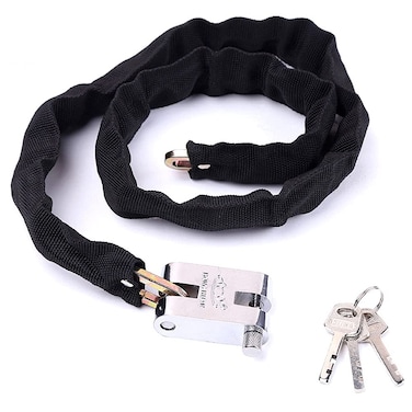 WANLIAN Heavy Duty Motorcycle Chain Lock, 8mm, 3 Keys, 39.76 in, Black