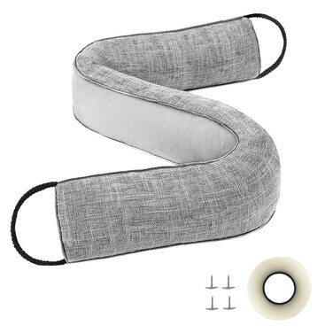 Lewondr Door Draft Stopper 36 Inch Heavy Duty Sound Proof Door Draft Triangular Stoppers Weather Stripping Wind Noise Blocker Filled with Glass Beads with Hook and Loop - Gray