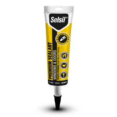 Selsil Siliconized Super Acrylic Latex Sealant, Indoor &amp; Outdoor Paintable Caulk - Flexible, Weather &amp; Moisture Resistant, White Caulking for Baseboards, Windows, Doors &amp; More - 5.5 oz (160 ml)