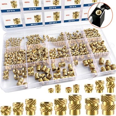 Ktehloy 400Pcs Threaded Inserts, M2 M2.5 M3 M4 M5 M6 Female Thread Metric Knurled Nuts Assortment Kit, Brass Heat Set Insert for Plastic and 3D Printing Components