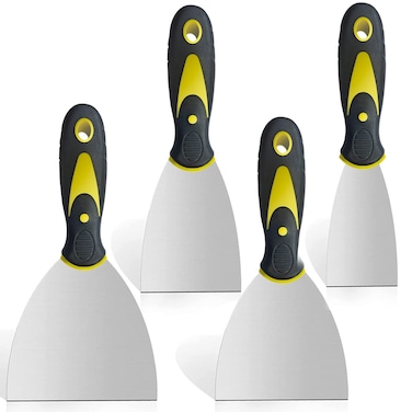 4 Pack Putty Knife Scraper, 2" 3" 4" 5" Putty Knife Set, Stainless Steel Putty Knife Scraper, Wallpaper Scraper Paint Scraper Tool for Spreading Drywall Spackle &amp; Mud, Taping, Scraping Paint