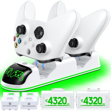 OIVO Charger with 2 Rechargeable Batteries for Xbox One/Xbox Series X/S Controller, Charging Station with 2 x 4320mWh (2x1800mAh) Rechargeable Batteries (Xbox Series X &amp; S/Xbox One)