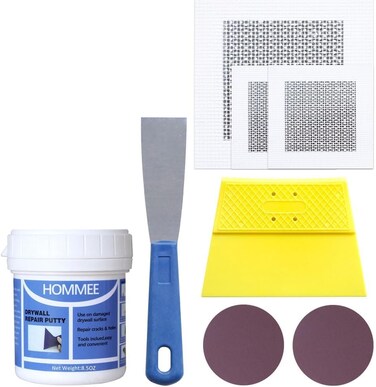 Drywall Repair Kit,Drywall Hole Patch Repair Kit to Fix Wall Surface Holes and Creak Damage with White Repair Putty 8.5OZ,Scraper,Sanding Pad Fill Quick and Easy Solution
