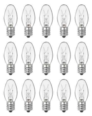 OuuKoo Salt Lamp Bulbs - 15 Watt Light Bulbs for Scentsy Wax Warmer - C7 Replacement Bulbs for Plug in Wax Diffuser- Warmwhite - Dimmable,15 Packs