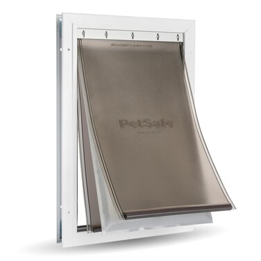 PetSafe Extreme Weather Aluminum Dog Door, Energy-Efficient, 3 Flaps for Insulation, Large, for Exterior Doors, Built for Extreme Weather (White - Large)