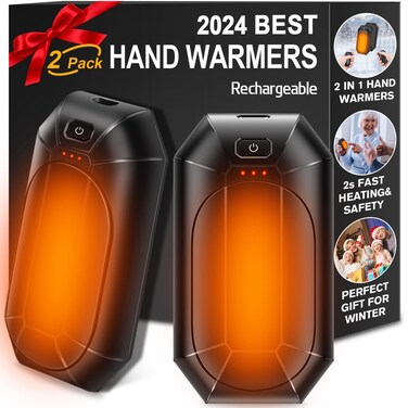 2-Pack Hand Warmers Rechargeable,Portable Electric Hand Warmers Reusable,USB 2 in 1 Handwarmers,Outdoor/Indoor/Working/Studying/Camping/Hunting/Golf/Pain Relief/Games/Warm Gifts for Men Women Kids