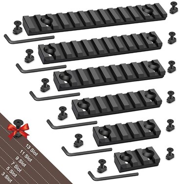 Bontok Single Picatinny Aluminum Accessory Rail Set for Mlock 3 5 7 9 11 13 Slots with 13 T-Nuts &amp; Screws, 6 Allen Wrench- Squared Corner- Aluminum