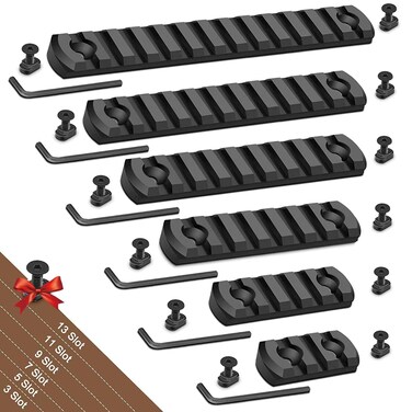 Bontok Single Picatinny Aluminum Accessory Rail Set for Mlock 3 5 7 9 11 13 Slots with 13 T-Nuts &amp; Screws, 6 Allen Wrench-Rounded Corner