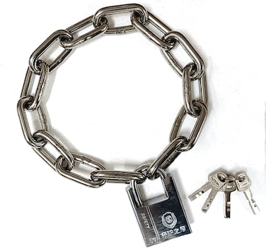 WANLIAN Security Chain Lock,8mm Stainless Steel Chain and 50mm Shrouded Padlock,Chain Lock for Moped, Bicycle, Scooter, Motorcycle, Door, Gate, Fence,Silver