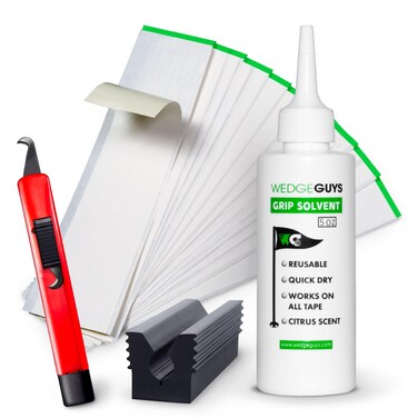 Wedge Guys Golf Grip Kits for Regripping Golf Clubs - Professional Quality - Options Include Hook Blade, 15 or 30 Tape Strips, 5 or 8 oz Solvent, Grip Tape Remover, Bench Vise &amp; Rubber Clamp
