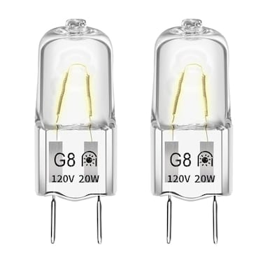Belleone Microwave Light Bulb Fit for GE Samsung Kenmore Maytag Elite Over The Stove Range Oven, Halogen Light Bulb with G8 Bi-pin Base 20W Microwave Light, Replaces WB25X10019 WB36X10213, 2 Pack