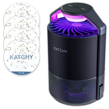 Katchy Indoor Insect Trap - Catcher &amp; Killer for Mosquitos, Gnats, Moths, Fruit Flies - Non-Zapper Traps for Inside Your Home - Catch Insects Indoors with Suction, Bug Light &amp; Sticky Glue (Black)