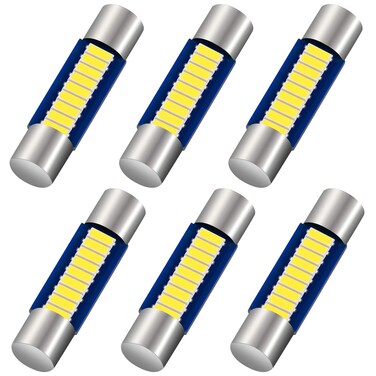 Anourney 6PCS 28mm 29mm 6614F Festoon LED Car Bulb, Extremely Bright 9-SMD 4014 chips 6641 6612F LED Bulb, Fit for Vanity Mirror Lights and Sun Visor Lights, 6000k White