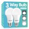 Gonhom 3 Way LED Light Bulbs 50 100 150W Equivalent, Daylight White 5000K 3 Way Light Bulbs, A19 Three Way Light Bulbs,E26 Base 3-Way Light Bulbs for Reading,Living Room-2 Pack