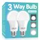 Gonhom 3 Way LED Light Bulbs 50 100 150W Equivalent, Daylight White 5000K 3 Way Light Bulbs, A19 Three Way Light Bulbs,E26 Base 3-Way Light Bulbs for Reading,Living Room-2 Pack