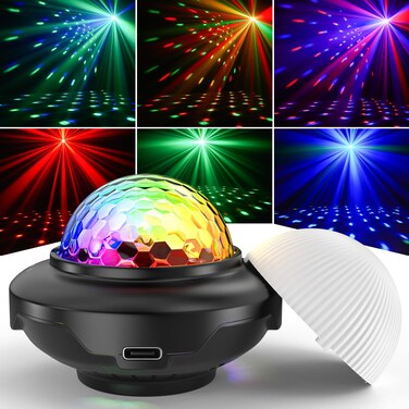 Rechargeable Disco Ball, Battery Powered Party Lights, Strobe Lights with Auto Sound Activated DJ Lighting for Indoors, Party, Wedding, Events, Karaoke, Dance, Bars, Home, Room (1pc)