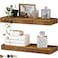 QEEIG Bathroom Floating Shelves for Wall 16 x 7 inch Wall Mounted Shelf Over Toilet Farmhouse Decor Small Set of 2, Rustic Brown (008-40BN)