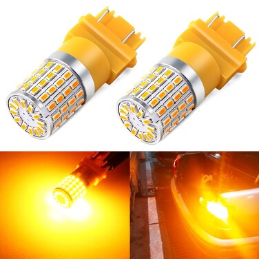 PHINLION 3157 LED Bulb Amber Yellow, Super Bright 3156 3056 3457 4057 4157 Turn Signal Bulbs for Front Rear Blinker Parking DRL Side Marker Lights, Pack of 2