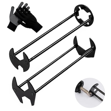 Zieuyend 2Pcs Multifunctional Basin Wrench Set, 7 Sizes Universal Under Sink Plumbers Tool with Four-Jaw Hex Wrench for Kitchen &amp; Bathroom, Includes Free Gloves