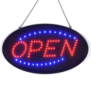 KEBE LED Open Sign, Bright High Visibility Advertisement Board Electric Display Sign Flashing Light for Business Walls Window Shop Bar Hotel, Two Modes, 19"x10