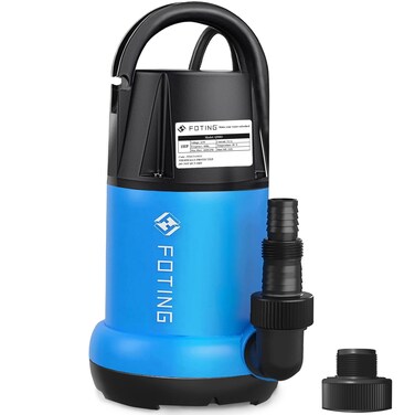FOTING Sump Pump 1HP Clean/Dirty Submersible Water Pump, 4600GPH Utility Pump Thermoplastic Electric Portable Transfer Water Pump for Swimming Pool Garden Pond Basement with 25ft Long Power Cord