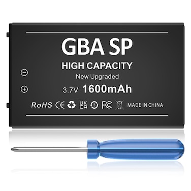 HUAENG Gameboy Advance SP Battery, Upgraded 1600mAh High Capacity Rechargeable Lithium-ion Battery for Nintendo GBA SP Gameboy Advance SP AGS-001, SAM-003
