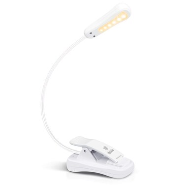 Vekkia 3000K Warm LED Rechargeable Book Light, Easy for Eyes, Clip on Reading Lights for Reading in Bed, Car &amp; Travel, Lightweight Slim 2.1 oz. Perfect for Readers (Elegant White)