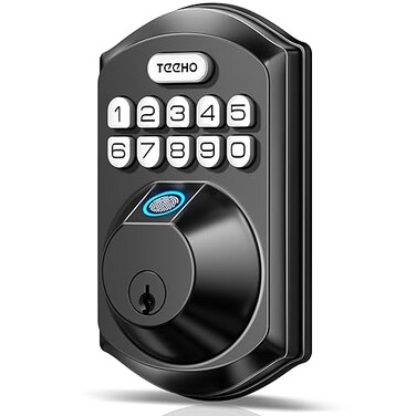 TEEHO TE002 Fingerprint Door Lock - Keyless Entry Door Lock - Electronic Keypad Deadbolt - Smart Locks for Front Door - Auto Lock - Easy Installation - Matte Black