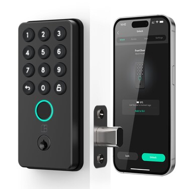 igloohome (New!) Deadbolt Go Smart Lock w/Fingerprint, Digital Keys, Remote PIN Codes, Apple Watch &amp; Alexa w/WiFi Bridge (Sold Separately) - Tested to ANSI Standards, Easy to Install (Matte Black)