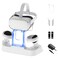 NexiGo Enhanced Charging Dock with LED Light for Oculus/Meta Quest 2, [Support Elite Strap with Battery], Headset Display Stand and Controller Mount, 2 Rechargeable Batteries, White