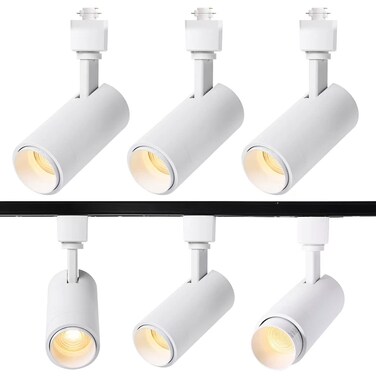 EAGLOD 15W LED H Track Lighting Heads,Focusing Track Light Head for Accent Retail Artwork, Linear Track Light H Type -4000K Daylight 120V Beam Angle 15 to 60 Degrees Halo Type 6 Pack (White)