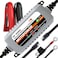 MOTOPOWER MP00205B 12V 1000mA Automatic Battery Charger, Battery Maintainer, Trickle Charger, and Battery Desulfator with Timer Protection - Grey
